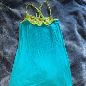 Xhilaration Aqua Nightgown with Lime Lace